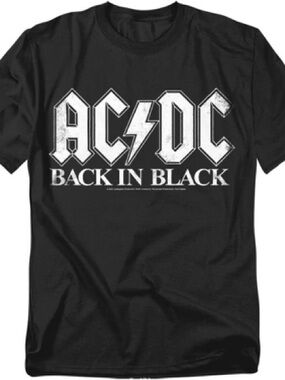 AC/DC 'Back In Black' Short Sleeve Shirt Athletic Fit ACDC